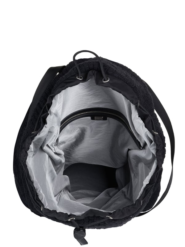 Dolce & Gabbana Duffel bag black 80% Virgin Wool, 10% Calf leather, 8% Polyamide, 2% Acrylic; Dolce & Gabbana duffel bag; Model: BM1904 AW911 8B979; High quality manufactured; Made in Italy; Soft virgin wool blend; One main compartment with drawstring; Two inside compartments, one of which has a zip; Four handles; Two adjustable shoulder straps; Adjustable side straps; Leather details; Silver-coloured metal details; Dimensions (cm): 64 x 40 x 21; Dolce & Gabbana logo details