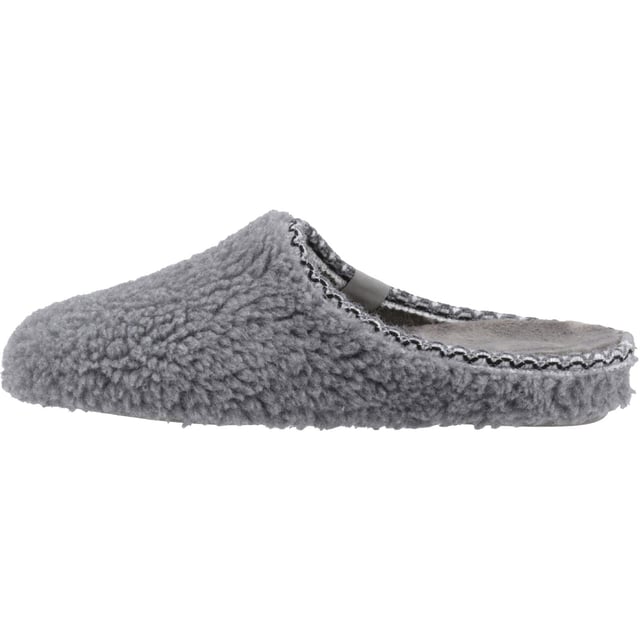 Hush Puppies Good Textile Women's Grey Slippers The Good Slipper Teddy Mule features a recycled teddy upper, plush lining, a 100% recycled padded insole, and natural rubber outsole. It's crafted to do good for your toes and the planet! Life's just better in Hush Puppies.