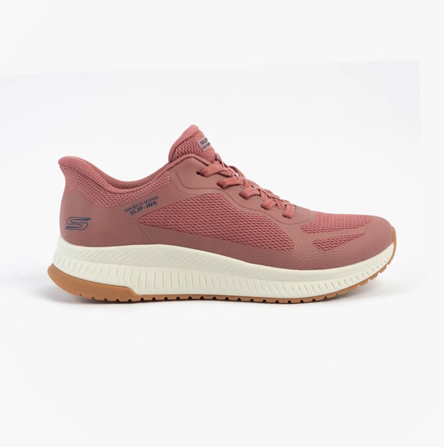 The Skechers BOBS SQUAD 4 trainers feature a synthetic and mesh upper with air-cooled memory foam for comfort. Designed for casual fitness, they have a low-top style with a rubber sole and lace-up closure