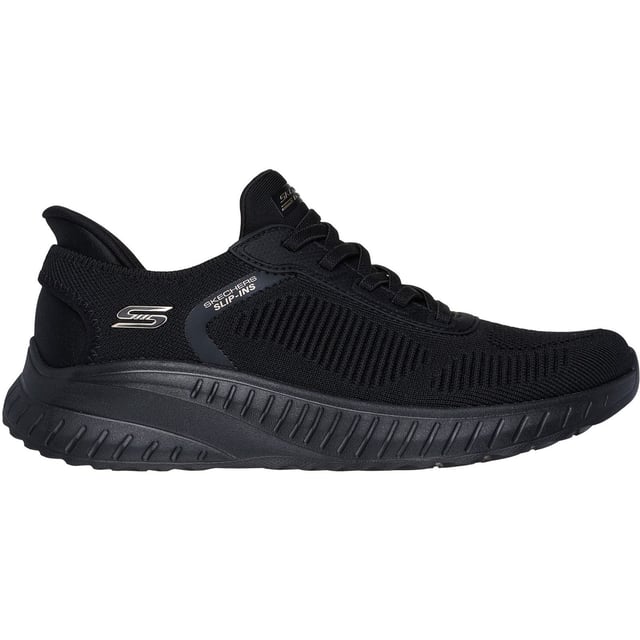 Step into athletic style and comfort wearing the BOBS Sport Squad Chaos Current Muse. Designed with our Exclusive Heel Pillow, this fashion style features an engineered knit upper with stretch laces and a cushioned Skechers Memory Foam insole