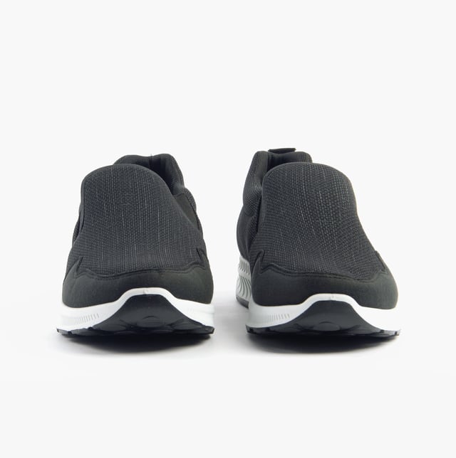 These wide-fit men's trainers feature a textile upper and lining with a rubber sole, offering comfort and breathability. Ideal for casual wear with a low-top slip-on design