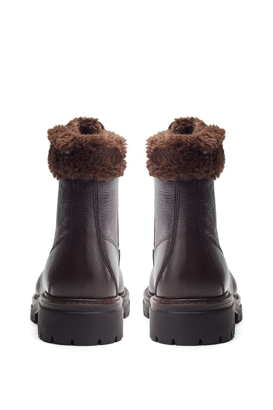 Faux Fur Collar Lace Up