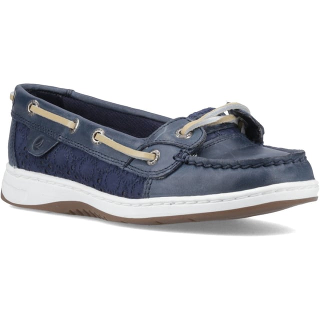 Sperry Angelfish Leather Cotton Women's Navy Boat Shoes