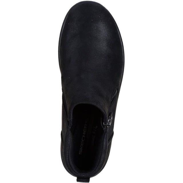 Skechers Lovely Vibe Fall In Bloom Textile Women's Black Winter Ankle Boots Stylish looks and cosy warm comfort combine in Skechers Lovely Vibe Fall In Bloom. This ankle zip boot features a microleather upper and a cushioned Skechers Air-Cooled Memory Foam insole.