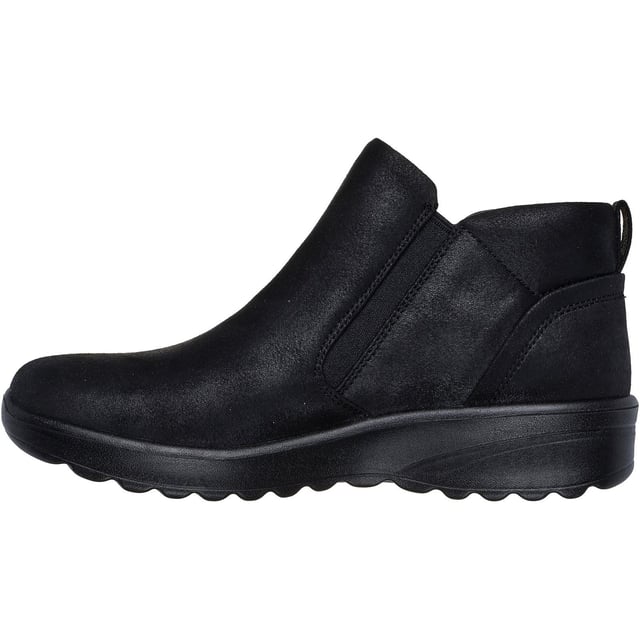 Skechers Lovely Vibe Fall In Bloom Textile Women's Black Winter Ankle Boots Stylish looks and cosy warm comfort combine in Skechers Lovely Vibe Fall In Bloom. This ankle zip boot features a microleather upper and a cushioned Skechers Air-Cooled Memory Foam insole.
