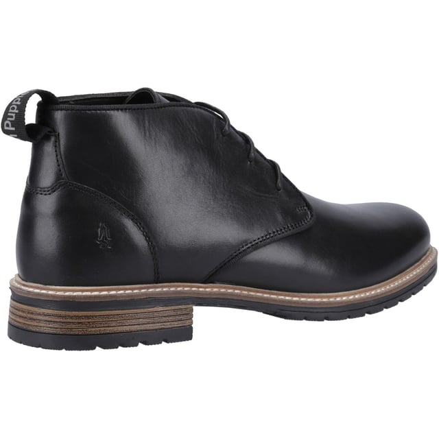 Hush Puppies Ricky Leather Men's Black Ankle Boots A stylish chukka boot with adjustable laces, a soft textile and foam footbed, and soft microfibre lining, the Ricky is a great smart casual choice every day