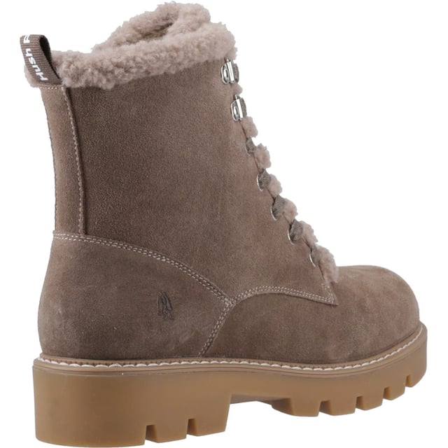 Hush Puppies Aurelia Suede Women's Taupe Winter Ankle Boots A chunky sole, lace detail and cosy fleece lined ankle boot, the Aurelia will keep you comfy, cosy and looking great on those chilly winter walks