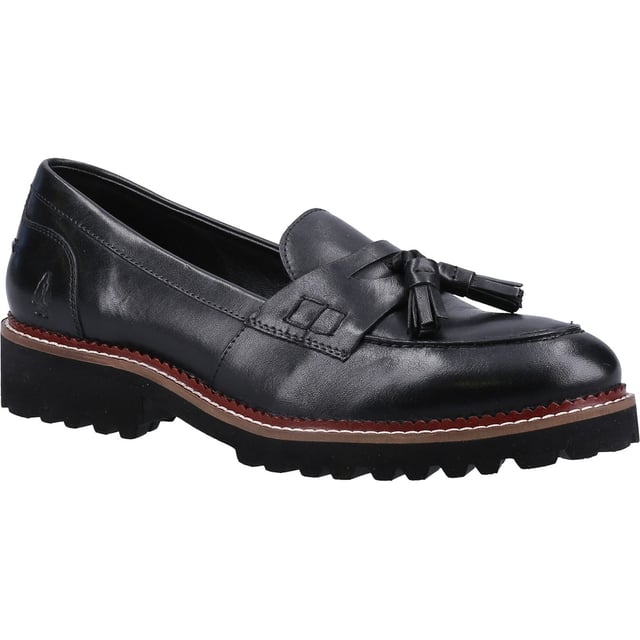 Hush Puppies Ginny Leather Women's Black Loafers Now avaliable in Wide Fit, the Ginny is a modern chunky twist on a classic loafer, made with our ZeroG super lightweight sole and cushion comfort memory foam this shoe is a great choice for every day wear