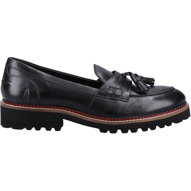 Hush Puppies Ginny Leather Women's Black Loafers Now avaliable in Wide Fit, the Ginny is a modern chunky twist on a classic loafer, made with our ZeroG super lightweight sole and cushion comfort memory foam this shoe is a great choice for every day wear
