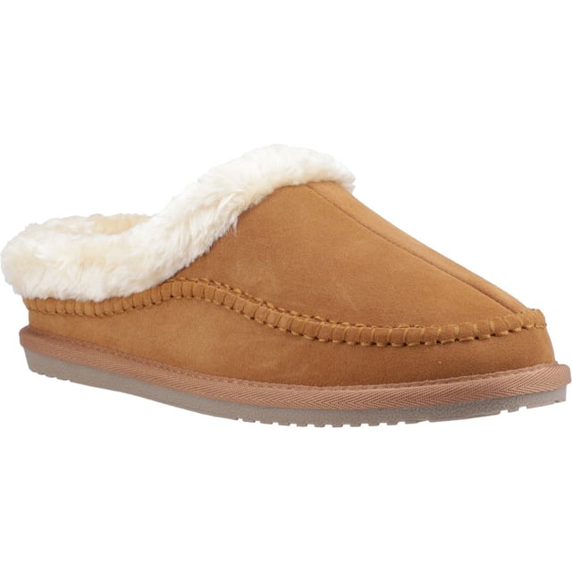 Hush Puppies Atticus Suede Men's Tan Slippers The Atticus Slipper in suede brings timeless heritage design to ultimate winter comfort. Crafted with a real suede upper, cosy faux fur lining, memory foam insole, and woven stitch detail, it's seriously cosy and built to last.
