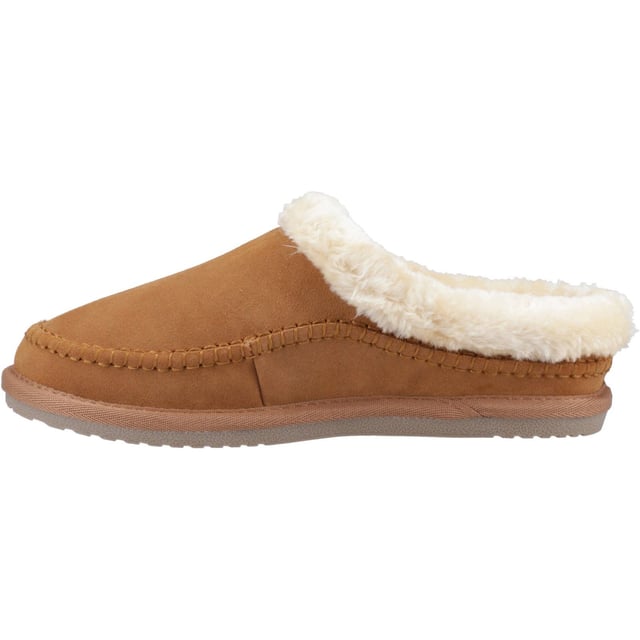 Hush Puppies Atticus Suede Men's Tan Slippers The Atticus Slipper in suede brings timeless heritage design to ultimate winter comfort. Crafted with a real suede upper, cosy faux fur lining, memory foam insole, and woven stitch detail, it's seriously cosy and built to last.