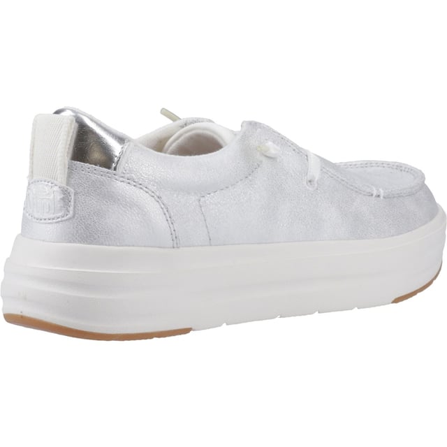 Der Wendy Nova ist ein bequemer Slip-On-Trainer mit ikonischer Form und robuster, komfortabler HEYDUDE-Konstruktion. Zieh ihn einfach an und mach dich bereit, jeden Tag zu meistern. Abgerundet mit elastischen Schnürsenkeln ohne Knoten und einer ultraleichten Sohle, die selbst die geschäftigsten Tage mühelos macht.