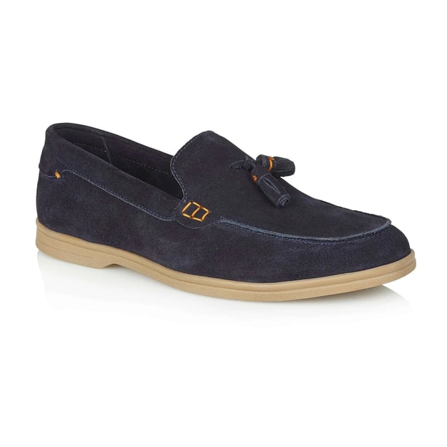 These men's loafers feature a suede upper, textile lining, and rubber sole for comfort. Designed with a chisel toe and slip-on style, ideal for casual wear
