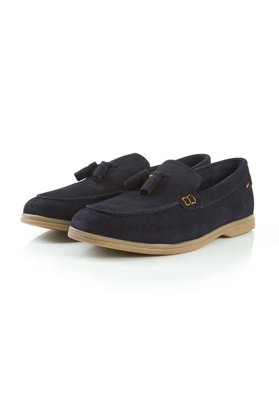 These men's loafers feature a suede upper, textile lining, and rubber sole for comfort. Designed with a chisel toe and slip-on style, ideal for casual wear