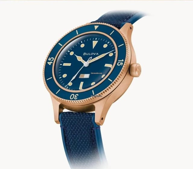 This Bulova Archive Series Mil Ships 150th Anniversary Edition Analogue Watch for Men is the perfect timepiece to wear or to gift. It's Bronze 41 mm Round case combined with the comfortable Blue Silicone watch band will ensure you enjoy this stunning timepiece without any compromise. Operated by a high quality Quartz movement and water resistant to 20 bars, your watch will keep ticking. Honoring Bulova’s military heritage and inspired by a rare 1957 U.S. Navy prototype, the Special Edition MIL-SHIPS Bronze marks Bulova’s 150th Anniversary with a tribute to innovation and craftsmanship. This Analogue watch is equipped with a Luminous Hands and a Screw Down Crown High quality Blue Silicone strap, measuring 21 cm in length and 18 mm in width, with a Buckle. Case diameter: 41 mm,case thickness: 14 mm, case colour: Bronze and dial colour: Blue