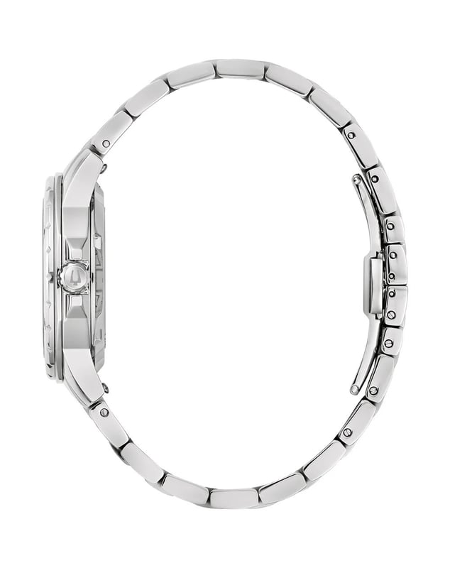 This Bulova Marine Star Analogue Watch for Women is the perfect timepiece to wear or to gift. It's Silver 35 mm Round case combined with the comfortable Silver Stainless steel watch band will ensure you enjoy this stunning timepiece without any compromise. Operated by a high quality Automatic movement and water resistant to 10 bars, your watch will keep ticking. Embrace a bold new you with the chic Bulova ladies’ automatic Marine Star. This Analogue watch is equipped with a Luminous Hands High quality Silver Stainless steel strap, measuring 19 cm in length and 17 mm in width, with a Deployment clasp. Case diameter: 35 mm,case thickness: 10 mm, case colour: Silver and dial colour: Blue