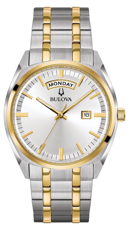 This Bulova Dress Analogue Watch for Men is the perfect timepiece to wear or to gift. It's Multicolour 39 mm Round case combined with the comfortable Multicolour Stainless steel watch band will ensure you enjoy this stunning timepiece without any compromise. Operated by a high quality Quartz movement and water resistant to 3 bars, your watch will keep ticking. Stylish- elegant and a modern design, very suitable for men -The watch has a calendar function: Day-Date, Luminous Hand High quality 22 cm length, 20 mm wide Multicolour Stainless steel strap with a Fold over with push button clasp Case diameter: 39 mm, Case height: 11 mm and Case color: Multicolour Dial color: Silver