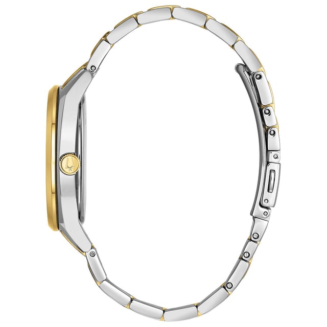 This Bulova Dress Analogue Watch for Men is the perfect timepiece to wear or to gift. It's Multicolour 39 mm Round case combined with the comfortable Multicolour Stainless steel watch band will ensure you enjoy this stunning timepiece without any compromise. Operated by a high quality Quartz movement and water resistant to 3 bars, your watch will keep ticking. Stylish- elegant and a modern design, very suitable for men -The watch has a calendar function: Day-Date, Luminous Hand High quality 22 cm length, 20 mm wide Multicolour Stainless steel strap with a Fold over with push button clasp Case diameter: 39 mm, Case height: 11 mm and Case color: Multicolour Dial color: Silver