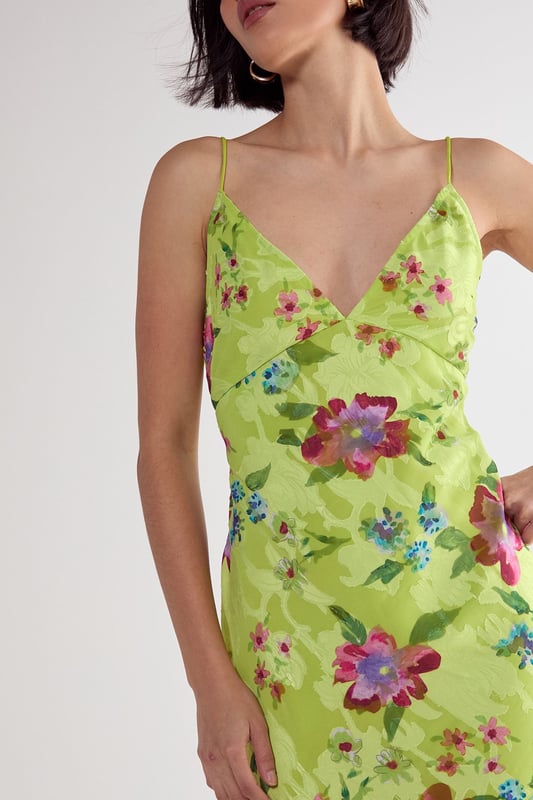 Floral Burnout Strappy Tie Back Split Leg Maxi Dress