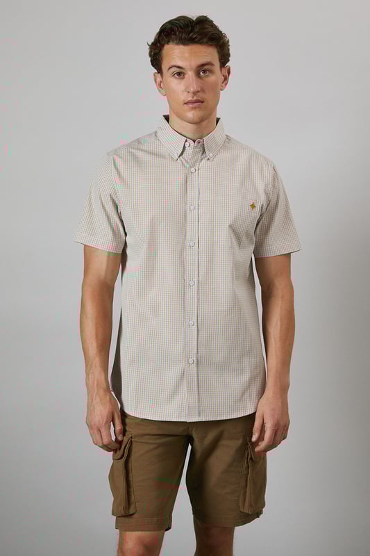 Yellow Micro Grid Check Short Sleeve Shirt
