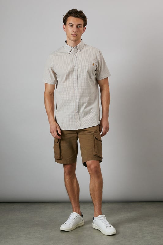 Yellow Micro Grid Check Short Sleeve Shirt