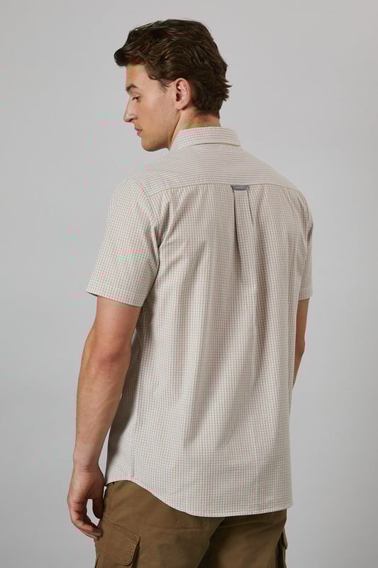 Yellow Micro Grid Check Short Sleeve Shirt