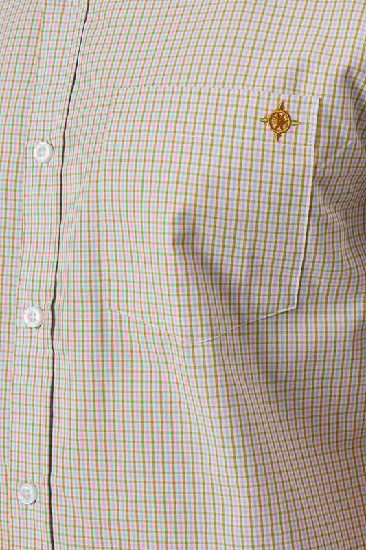 Yellow Micro Grid Check Short Sleeve Shirt