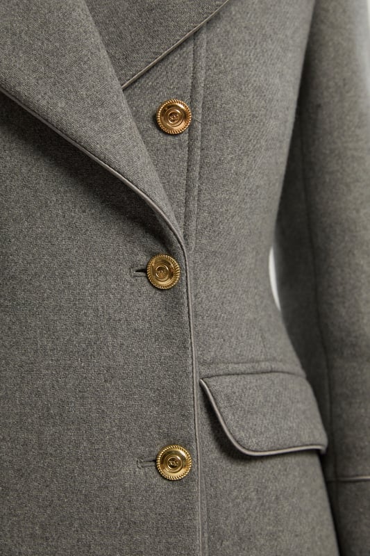 Wool Double Breasted Military Tailored Midi Coat