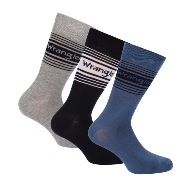Wrangler 3 Pack of Socks in blue.- 3-pack.- Ribbed construction.- Wrangler branding.- Bamboo.- 75% Viscose  21% Polyester  2% Elastane  2% Polyamide.- Ref: S525125WRA3PK