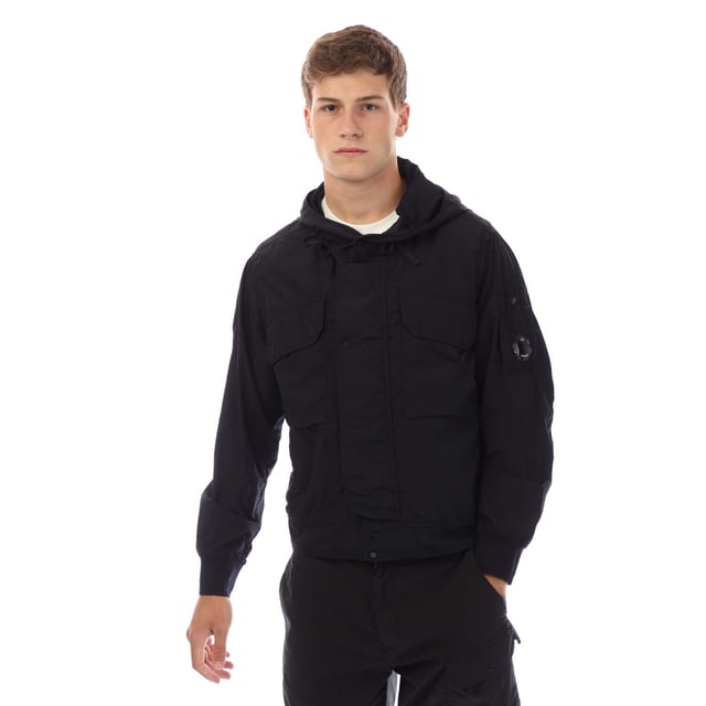Men's C.P. Company Chrome-R Hooded Lens Jacket in Navy