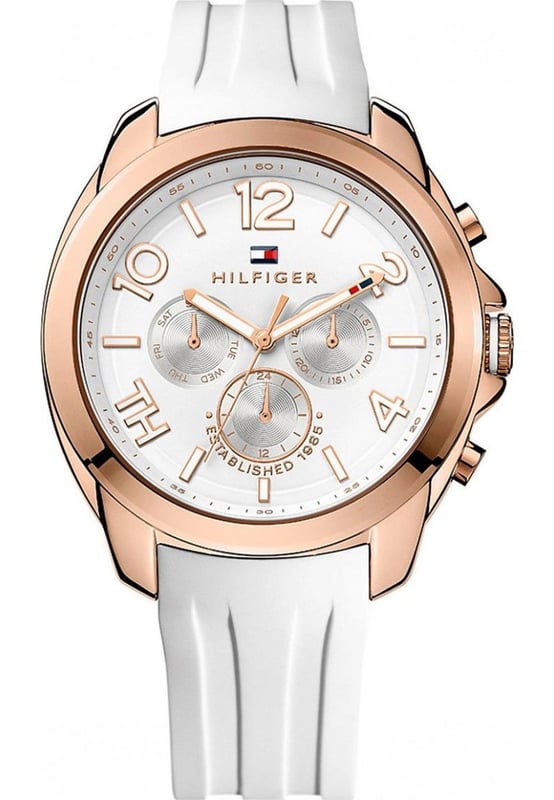 Tommy Hilfiger 1781388 - Reloj para mujer autom&#225;tico acero inoxidable&bull; material: acero inoxidable&bull; cristal: min&egrave;ral&bull; pulsera: resina&bull; correa: rosa&bull; resistencia al agua: 0 m (0 ATM)&bull; tama&ntilde;o de la caja: 42 mm