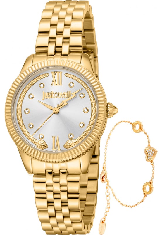 Zoals we van een gerenommeerde fabrikant als Just Cavalli mogen verwachten, ontvang je een horloge dat de tand des tijds zal doorstaan. Alle Just Cavalli horloges zijn vervaardigd met sterke en duurzame onderdelen, zodat je gloednieuwe JC1L315M0055 Dameshorloge en armband geschenkset jarenlang probleemloos om je pols blijft tikken. Afmetingen (cm): 10x10x5