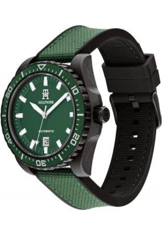 Tommy Hilfiger 1792161 - Herrenuhr Automatisch aus Edelstahl&bull; Material: Edelstahl&bull; Glas: Mineral&bull; Armband: Nylon&bull; Farbe: Schwarz&bull; Wasserbeständigkeit: 50 m (5 ATM)&bull; Geh&auml;usegr&ouml;&szlig;e: 42 mm