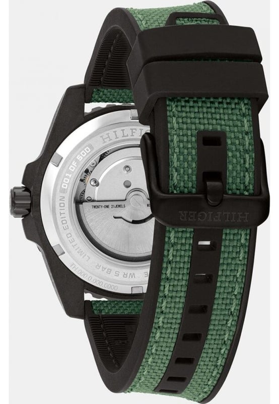 Tommy Hilfiger 1792161 - Herrenuhr Automatisch aus Edelstahl&bull; Material: Edelstahl&bull; Glas: Mineral&bull; Armband: Nylon&bull; Farbe: Schwarz&bull; Wasserbeständigkeit: 50 m (5 ATM)&bull; Geh&auml;usegr&ouml;&szlig;e: 42 mm