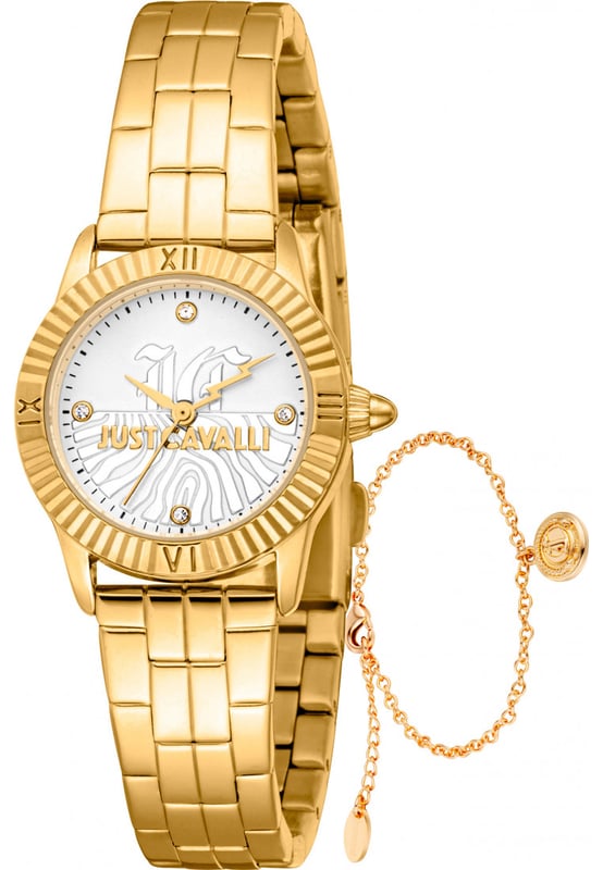 Funcional y fácil de llevar, este Set de Regalo de Reloj y Pulsera Mini Raffinata para Damas JC1L328M0055 de Just Cavalli seguirá marcando el tiempo incansablemente en tu muñeca durante muchos años. El Set de Regalo de Reloj y Pulsera Mini Raffinata para Damas JC1L328M0055 es el regalo perfecto. Dimensiones (cm): 10x10x5