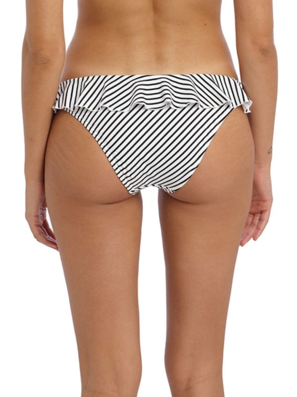 Freya Jewel Cove Italini Bikini Brief. Low rise with cut away back and frill detail. Product is made of 82% Nylon/Polyamide, 18% Elastane and is recommended hand-wash only.