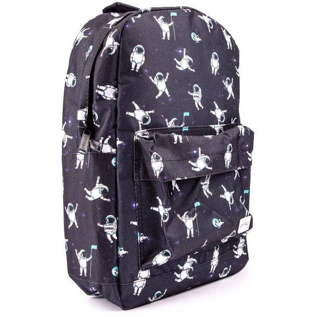 Spiral Spaceman Backpack Get excited and look forward to your everyday adventures with this Spaceman backpack from Spiral. Featuring a funky and fun space theme on a strong polyester fabric, twin zip opening, zipped front pocket and an internal laptop sleeve for convenience and quality.
