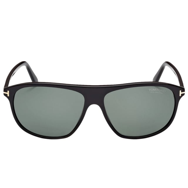 Tom Ford Black Sunglasses, Lens Width = 60mm, Nose Bridge Width = 14mm, Arm Length = 140mm, Sunglasses, Sunglasses Case, Cleaning Cloth and Care Instructions all Included, 100% Protection Against UVA & UVB Sunlight and Conform to British Standard EN 1836:2005, Green Polarized Lens
