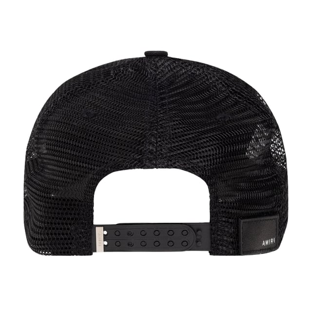 The Amiri MA Logo Black Trucker Hat combines classic style with premium quality, crafted from 100% cotton for lasting comfort and durability. Made in the USA, this hat features the iconic Amiri MA logo, making it a standout accessory for any casual or streetwear outfit. Its breathable fabric and adjustable fit ensure all-day wearability, while the sleek black design adds a versatile edge to your wardrobe. Elevate your look effortlessly with this must-have trucker hat that blends timeless appeal with modern flair