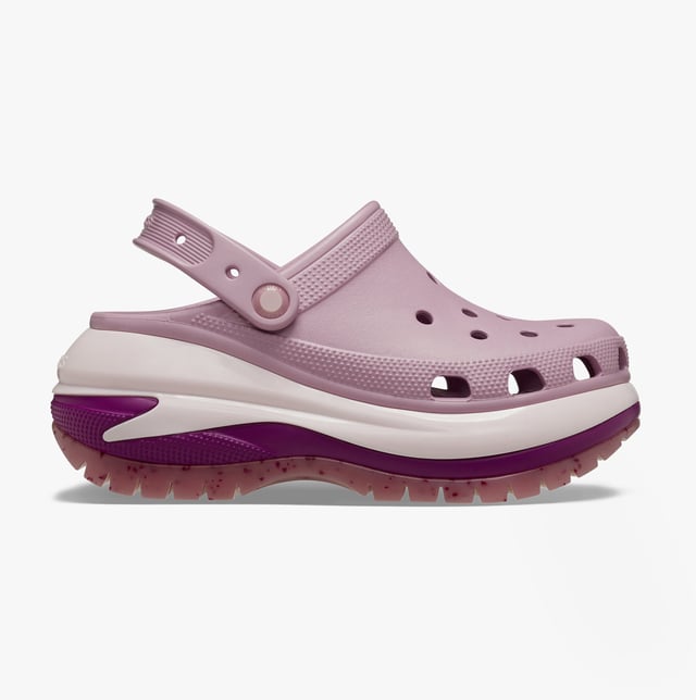 These women's slip-on clogs feature Croslite material for comfort and breathability, a platform heel, and a round toe, ideal for casual wear and all-day comfort