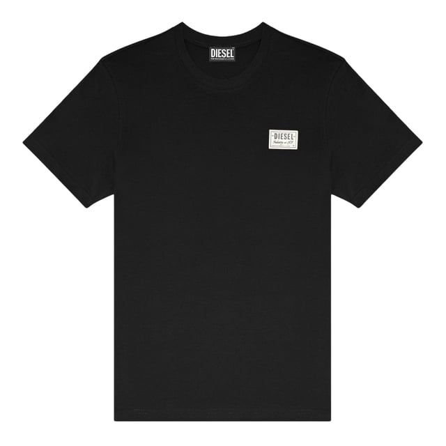 Elevate your casual wardrobe with the Diesel Small Patch Logo Black T-Shirt, crafted from 100% cotton for exceptional comfort and breathability. This men's tee features a subtle yet distinctive Diesel patch logo, adding a touch of urban style to your everyday look. Its classic black color pairs effortlessly with any outfit, making it a versatile staple for your collection. Durable and soft, this t-shirt ensures long-lasting wear while keeping you comfortable throughout the day. Perfect for those who appreciate quality and understated design, it's an essential piece for modern, confident style