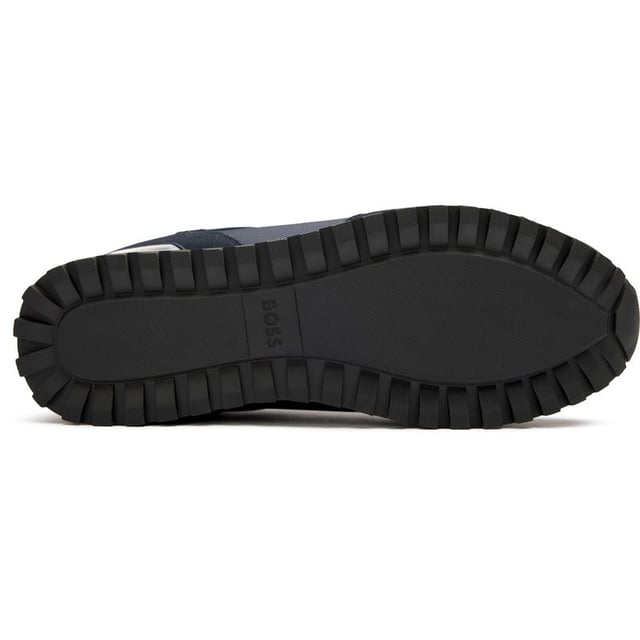 Boss Parkour Trainers The BOSS Parkour trainers fuse style and performance in a striking navy design. Crafted with a luxurious nylon upper that delivers both sophistication and durability, these running-inspired shoes are built for everyday adventures. The lightweight EVA rubber outsole provides excellent traction while reducing fatigue during extended wear. Their sleek profile and premium construction ensure these trainers will remain a versatile staple in your collection, pairing effortlessly with both casual and smart-casual outfits.