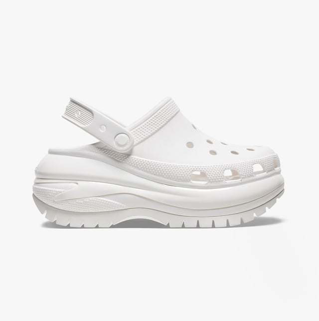 These women's slip-on clogs feature Croslite material for comfort and breathability, a platform heel, and a round toe, ideal for casual wear and all-day ease