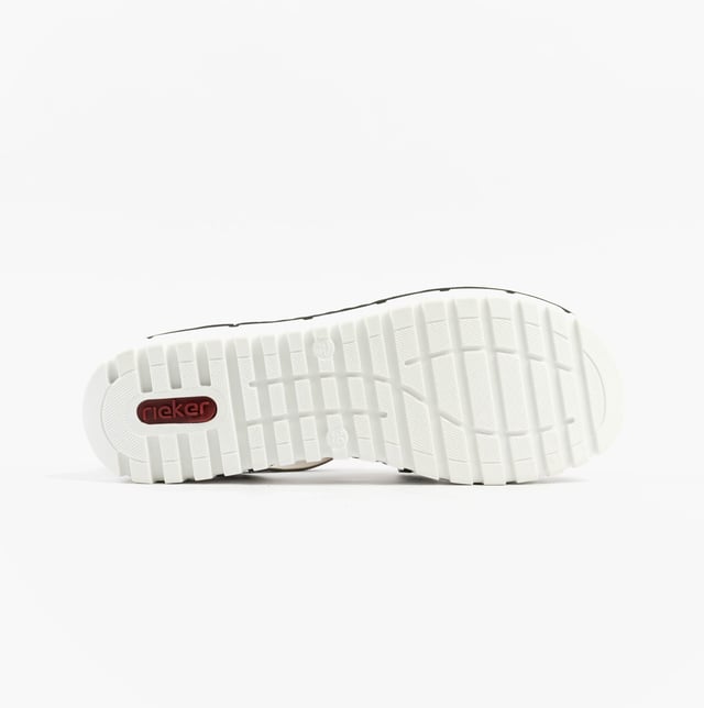 These women's open-toe wedge sandals feature a synthetic upper, breathable textile lining, and a RIRICON sole. Low heel height offers comfort for casual wear