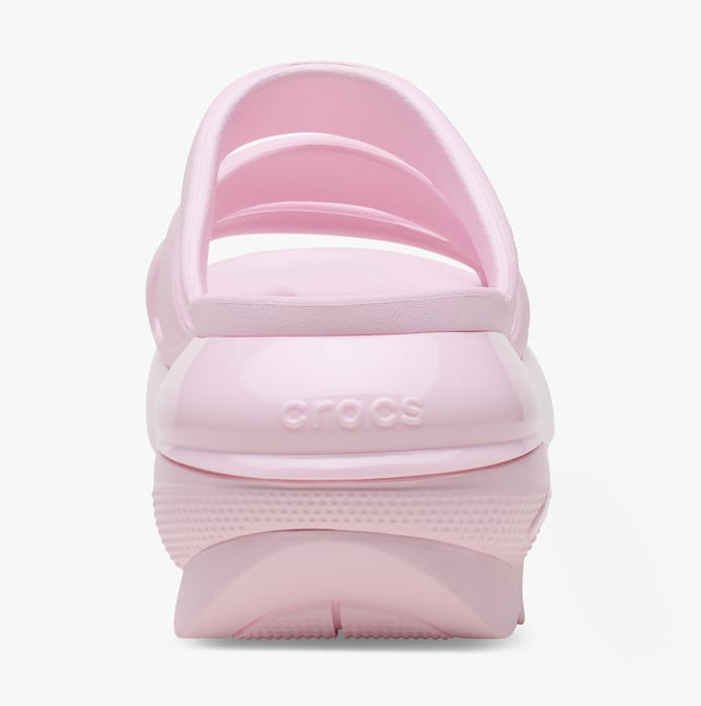 These women's open-toe sliders feature Croslite lining and sole, a platform heel, and a triple strap design, offering casual comfort for everyday wear