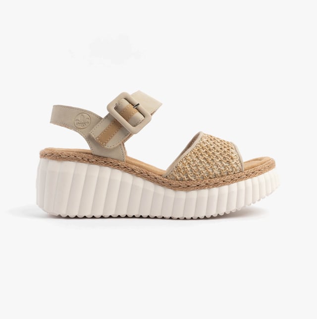 These women's wedge sandals feature a synthetic upper, textile lining, and RIRICON sole, offering comfort and an open toe design, ideal for casual wear