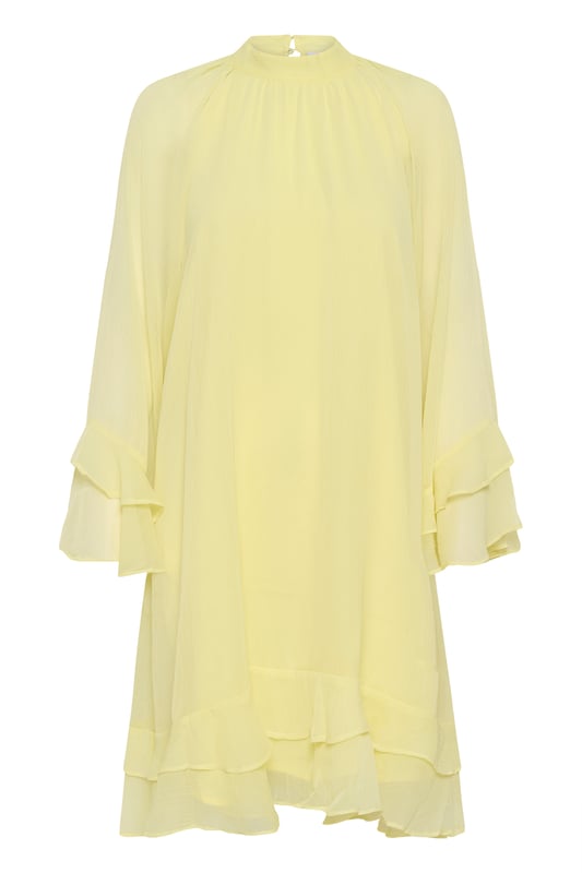Chiffonkleid mit lockerer Passform, hohem Ausschnitt und mehrlagigen Volants an Ärmeln und Saum. Luftig-leichtes, knielanges Design für vielseitigen Komfort.  Schonwäsche 30°, Nicht bleichen, Nicht im Trockner trocknen, Tropnass aufhängen, Kalt bügeln max. 110° C, Nicht trockenreinigen  100% Polyester (Recycelt)