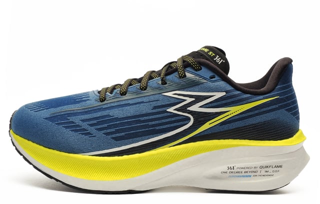 These 361 Flame ST 2 Mens Running Shoes are a dynamic addition to 361s speed series, built for versatility across workoutsfrom speed sessions to race day. Lightweight and responsive, they deliver a bouncy, fast ride without sacrificing comfort or support.
 Powered by the QUIKSPINE Flexible Transfer Plate, the midsole offers forward propulsion and efficiency, especially under fatigue. Paired with full-length QUIKFLAME foam, the shoe provides excellent energy return, flexibility, and durability.
 A breathable mono-engineered mesh upper ensures a secure, ventilated fit, while the Pressure-Free Tongue and plush microfiber heel lining enhance comfort. The enhanced forefoot rocker promotes smooth transitions and energy conservation, and the RPU rubber outsole offers lightweight traction for powerful toe-offs. Sleek, supportive, and performance-ready, the Flame ST 2 is your go-to running shoe for hard runs, daily training and race days too! 
 
 - Textile / Double-layer mesh mix upper enhances breathability
 - Anatomical pressure free tongue design
 - Plush microfiber heel lining
 - Perfect fit lace up closure
 - Full length QUIKFLAME foam
 - Enhanced forefoot rocker
 - Comfort cushioned insole
 - Soft padded ankle collar & heel 
 - RPU rubber outsole
 - 361 branding