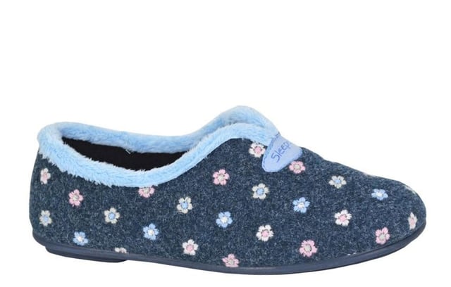 Step into comfort and classic style with the Sleepers Carol V Line Womens Slipper. Crafted from a soft navy floral embroidered textile, this elegant V-throat design combines a timeless look with everyday practicality. The textile lining offers a warm and cozy feel, while the vulcanised rubber sole provides durability and grip for secure movement around the home. Lightweight yet supportive, it's the perfect blend of comfort and charm for relaxed indoor wear.
 
 - Floral embroidered textile upper
 - V-throat design
 - Slip on wear
 - Textile lining provide warmth
 - Vulcanised rubber sole
 - Sleepers branding