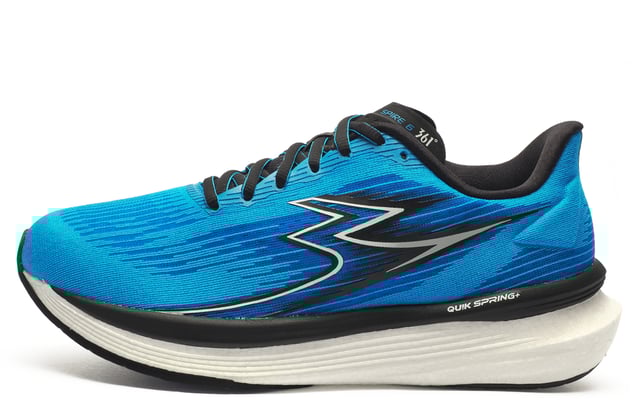 The 361 Spire 6 is your go-to running partner, built to help you rack up the miles with confidence and comfort. Whether you're a beginner or an experienced runner, these shoes are designed to support your goalsfrom steady training sessions to pace-pushing workouts.
Equipped with QU!KSPRING+ and QU!KFLAME midsole technologies, the Spire 6 delivers a perfect balance of plush cushioning and responsive energy return. The Ortholite insole enhances step-in comfort and breathability, while also offering long-lasting support to keep your feet feeling fresh over longer distances.
Sustainability meets performance with a 50% recycled mesh upper, engineered for lightweight ventilation and a secure, adaptive fit. The outsole design ensures reliable grip and stability on a variety of surfaces, and the 9.5 mm drop promotes a natural stride that reduces fatigue and injury risk.
Whether you're chasing a new personal best or building endurance, the Spire 6 helps you run further, faster, and more comfortably.

- Textile / Double-layer mesh mix upper enhances breathability
- Anatomical pressure free tongue design
- Soft padded heel & ankle collar
- Perfect fit lace up closure
- OrthoLite comfort cushioned insole
- Qu!kspring+ and Qu!kflame blend midsole
- Durable rubber outsole
- 361 branding
